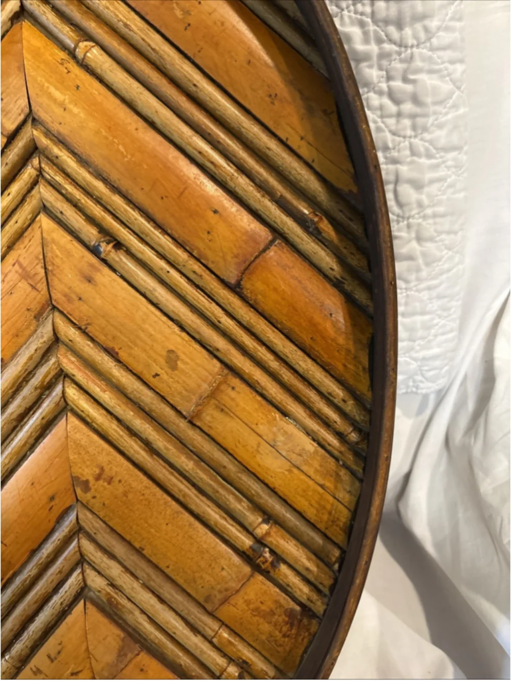Vintage Wooden Bamboo Leaf Serving Tray 24” X 13” 1063